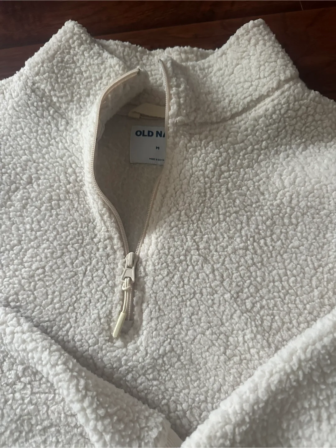 Old Navy Cream Sherpa Pullover - Size M image indicator(2)