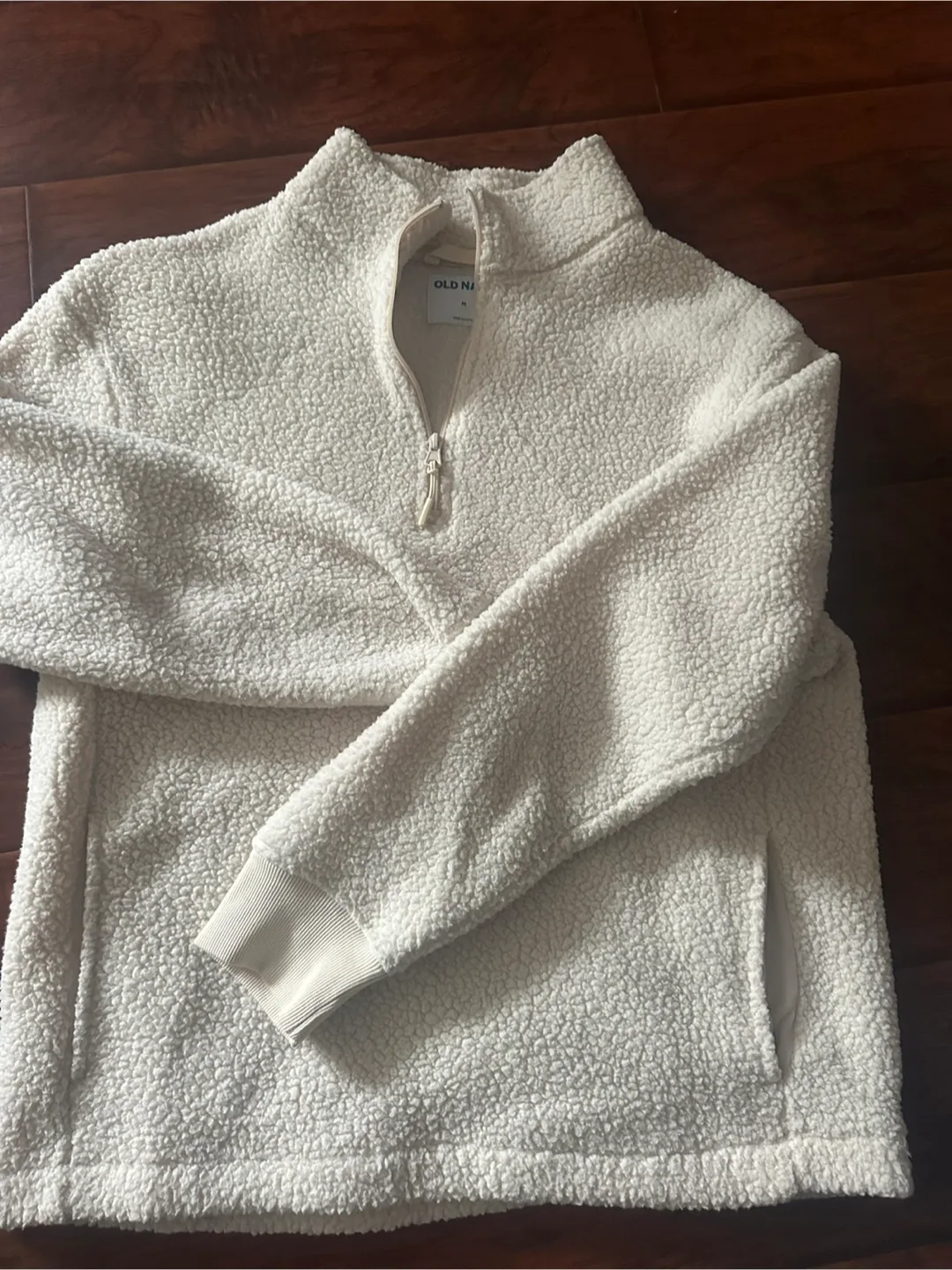 Old Navy Cream Sherpa Pullover - Size M thumbnail
