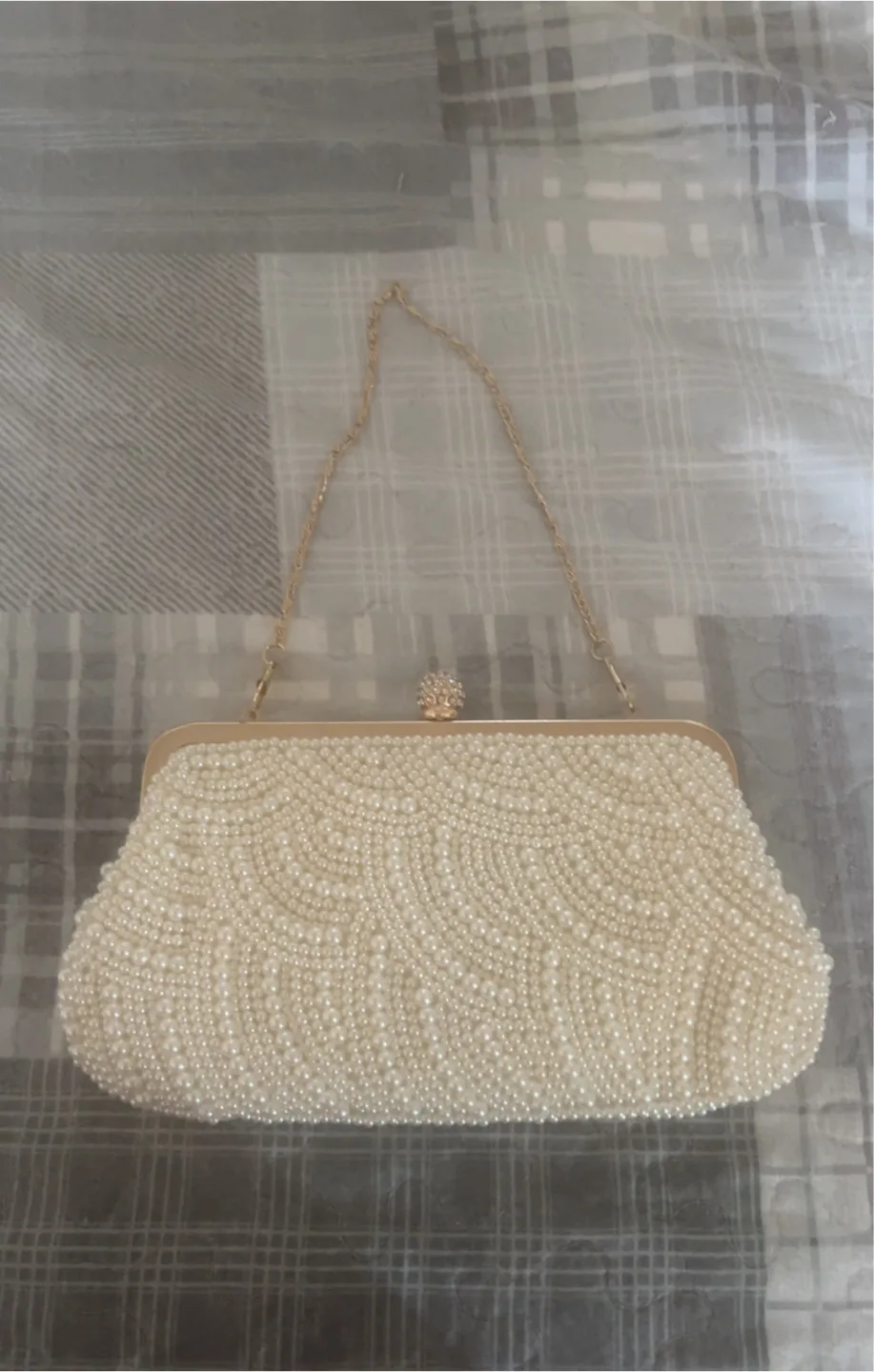Pearl Beaded Clutch Purse with Chain 🧡 thumbnail
