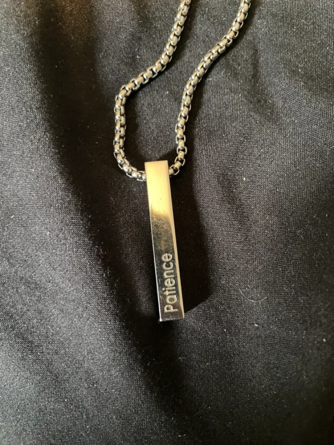 Nominal silver "Patience" Bar Necklace image indicator(2)