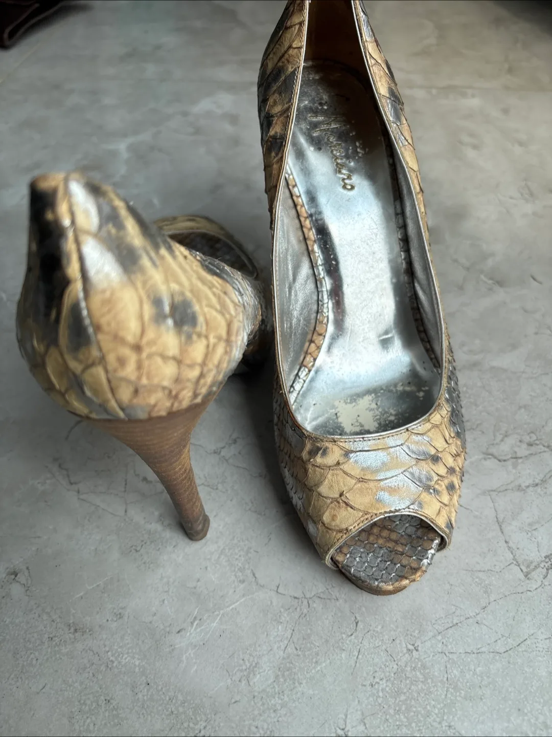 Marciano Snakeskin Heels Size 7 image indicator(2)