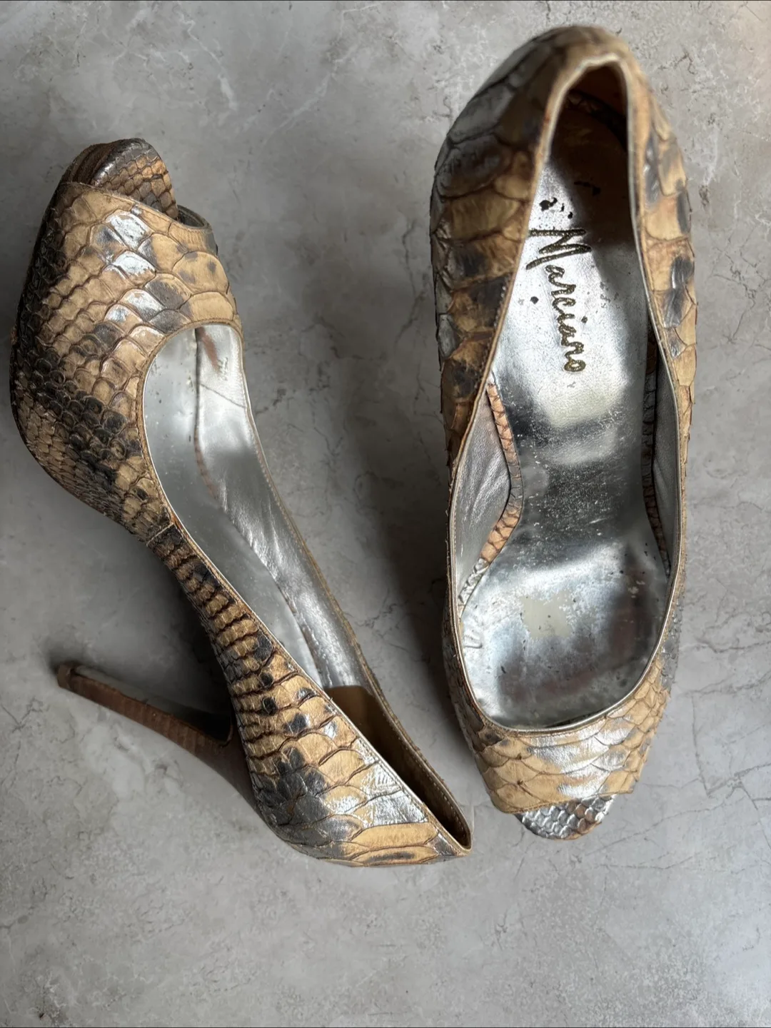 Marciano Snakeskin Heels Size 7 image indicator(3)