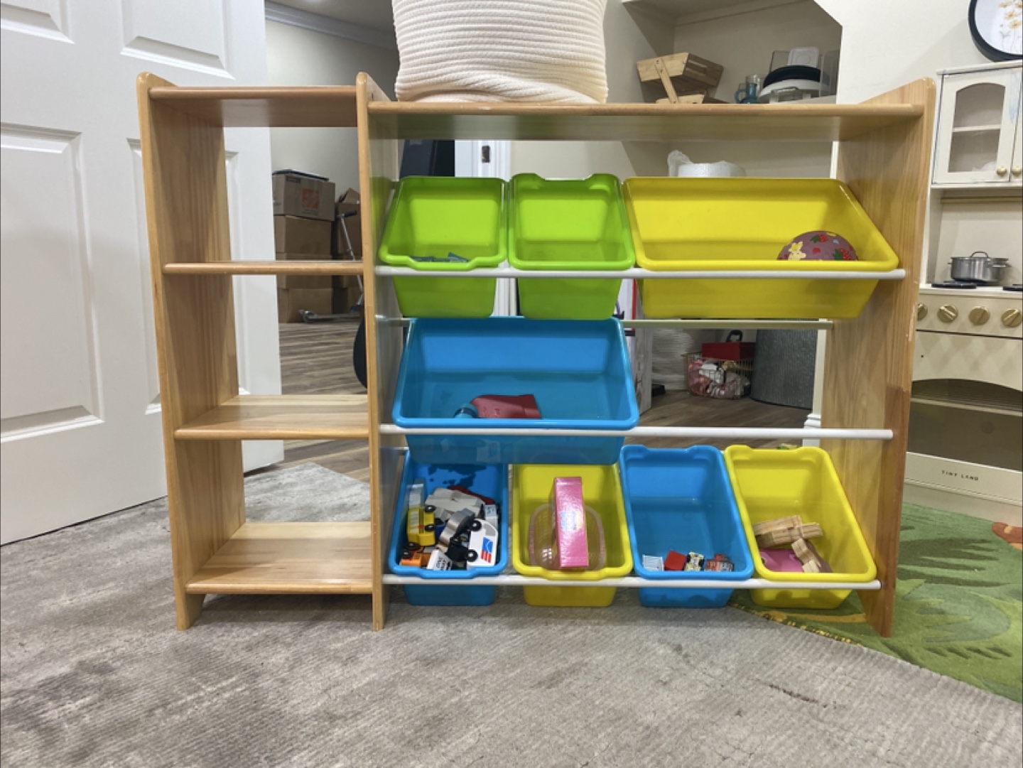 Wood Toy Storage Organizer with Bins