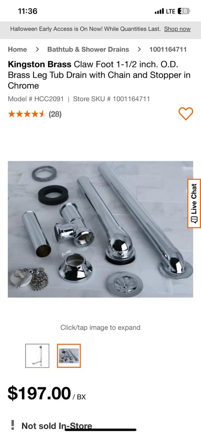 Kingston Brass Clawfoot Bathtub Drain - New in Box image indicator(2)