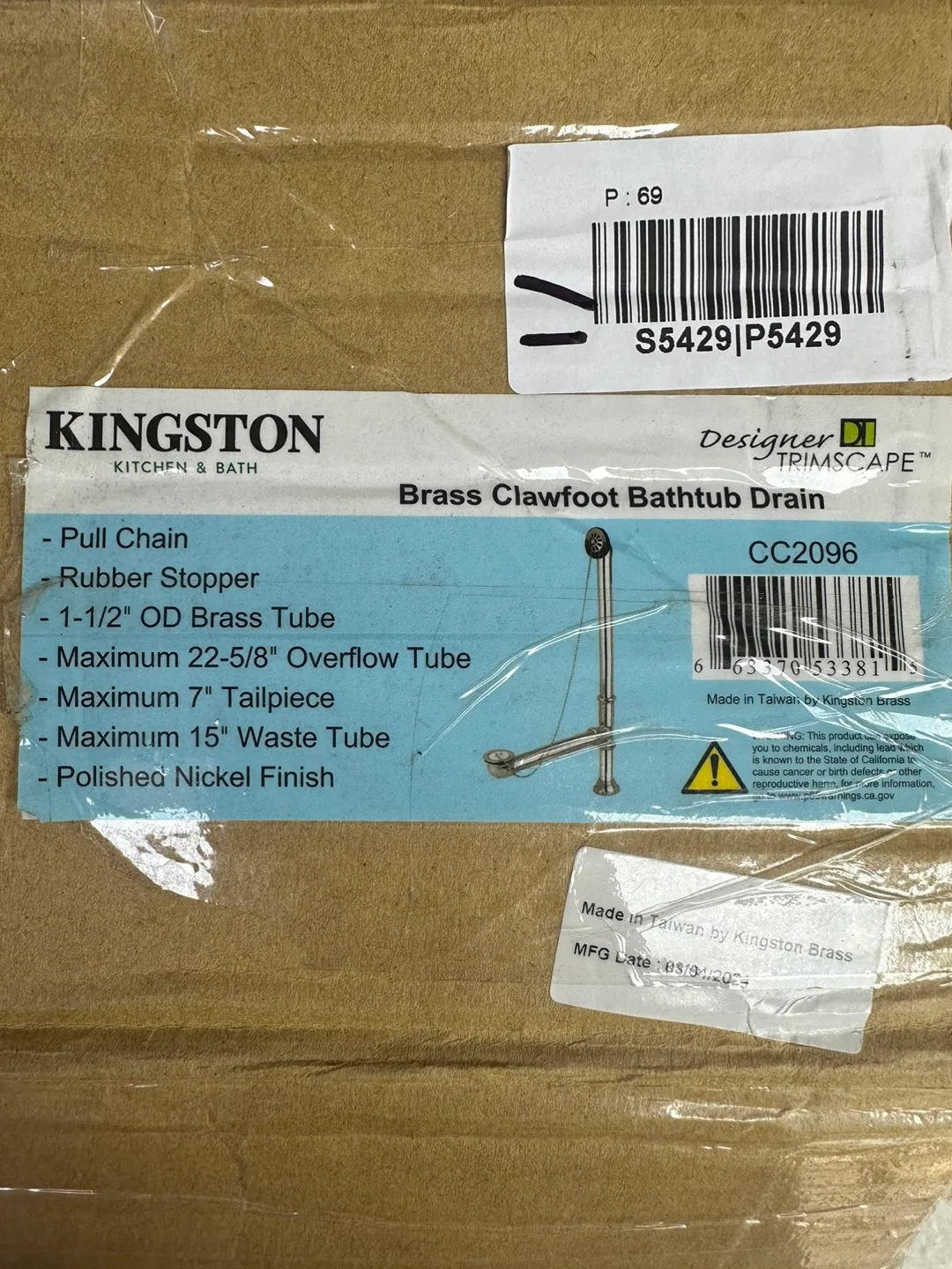 Kingston Brass Clawfoot Bathtub Drain - New in Box image indicator(5)