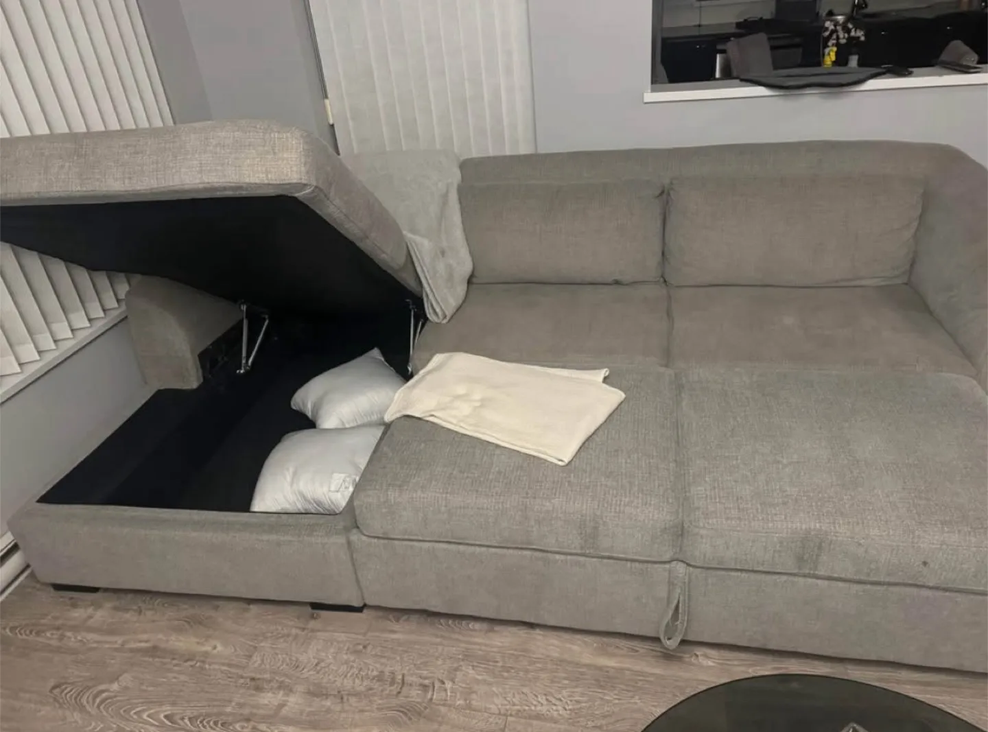 Grey Sectional Sofa Bed with Storage image indicator(4)