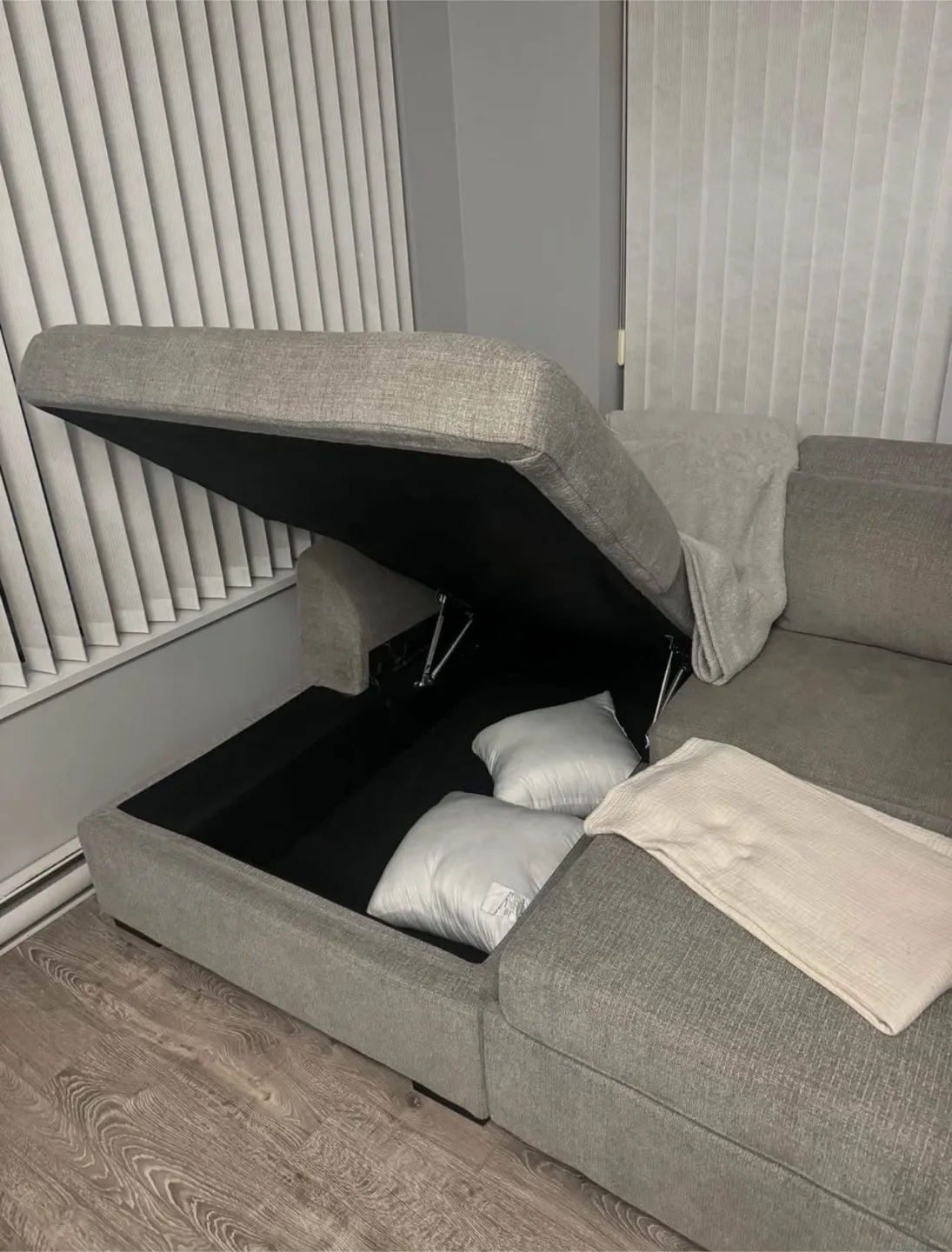 Grey Sectional Sofa Bed with Storage image indicator(3)