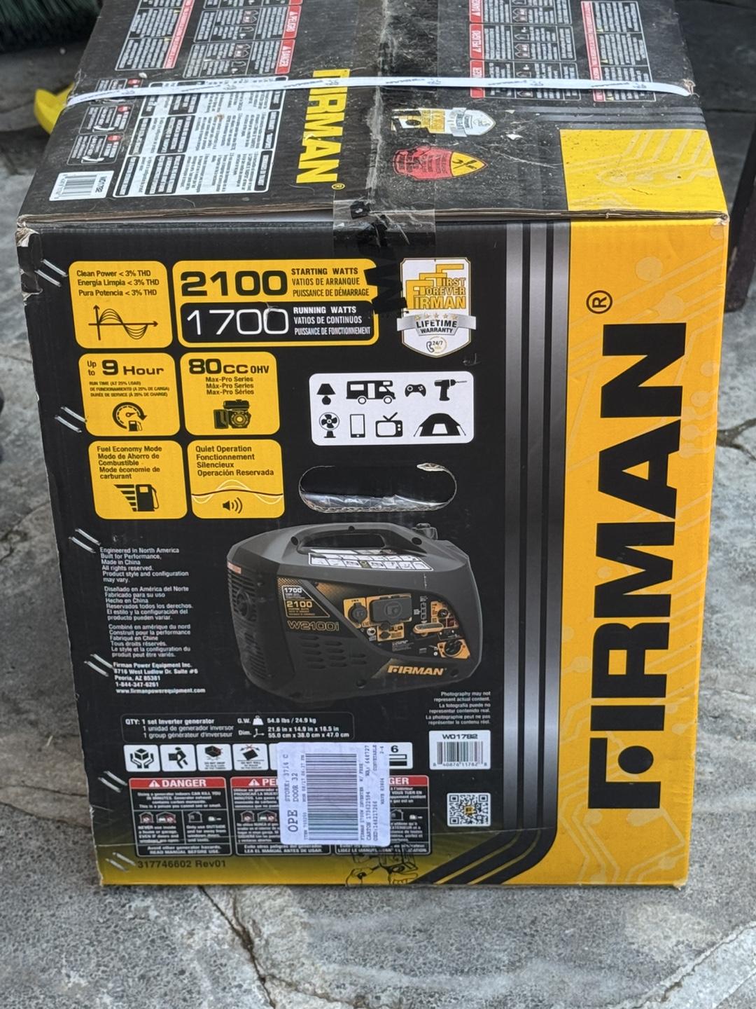 Firman W01782 Inverter Generator - 2100 Starting Watts