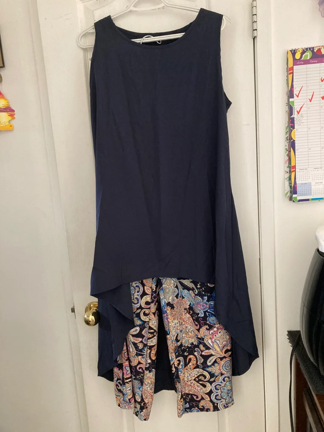 Navy Blue Tank Top and Patterned Pants Set thumbnail