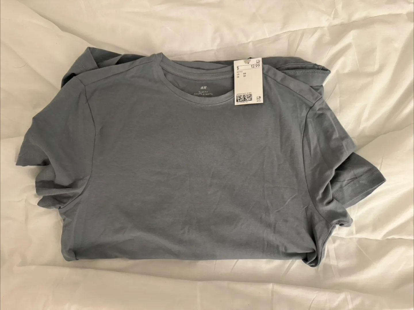 NEW WITH TAG H&M slim fit baby blue t-shirt size XS thumbnail