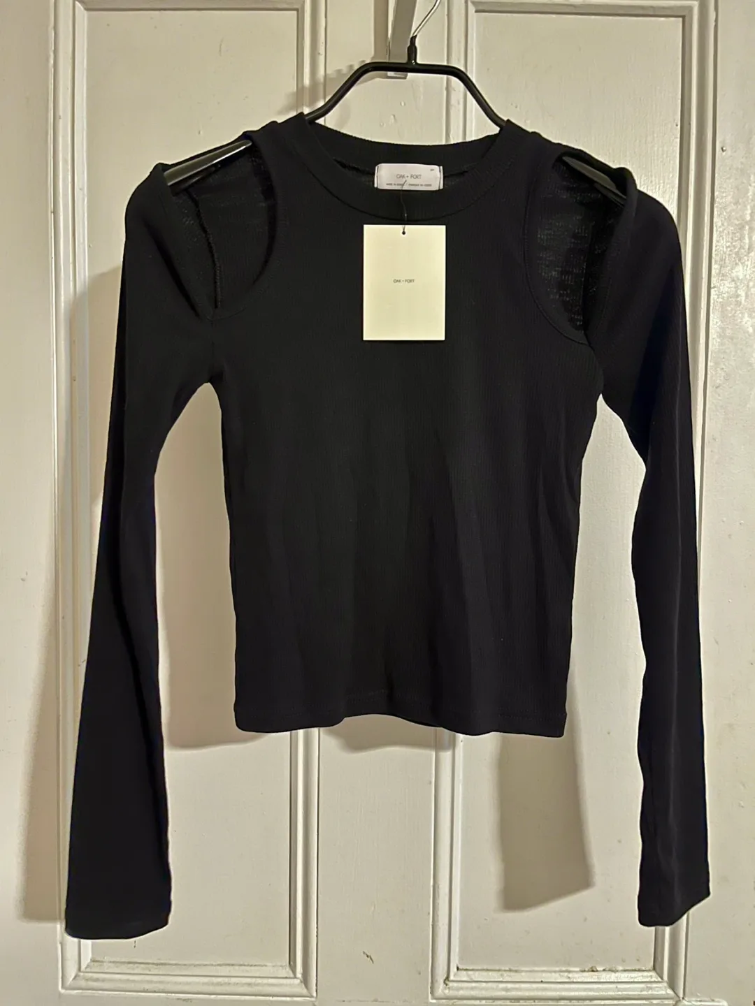 Oak + Fort Black Cut-Out Long Sleeve Shirt thumbnail