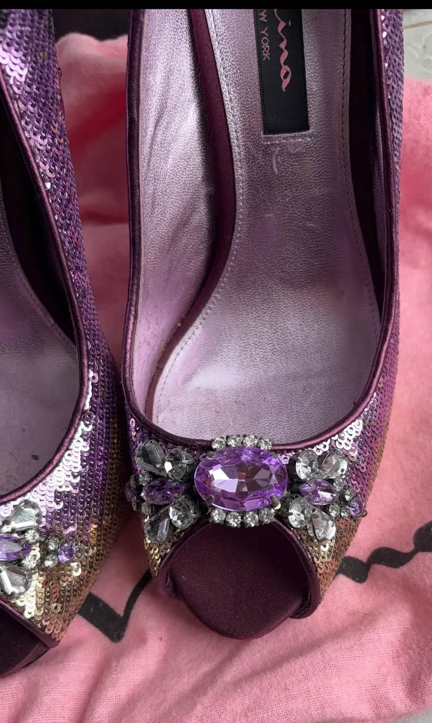 Nina New York Purple Sequin Heels Size 8.5 image indicator(3)