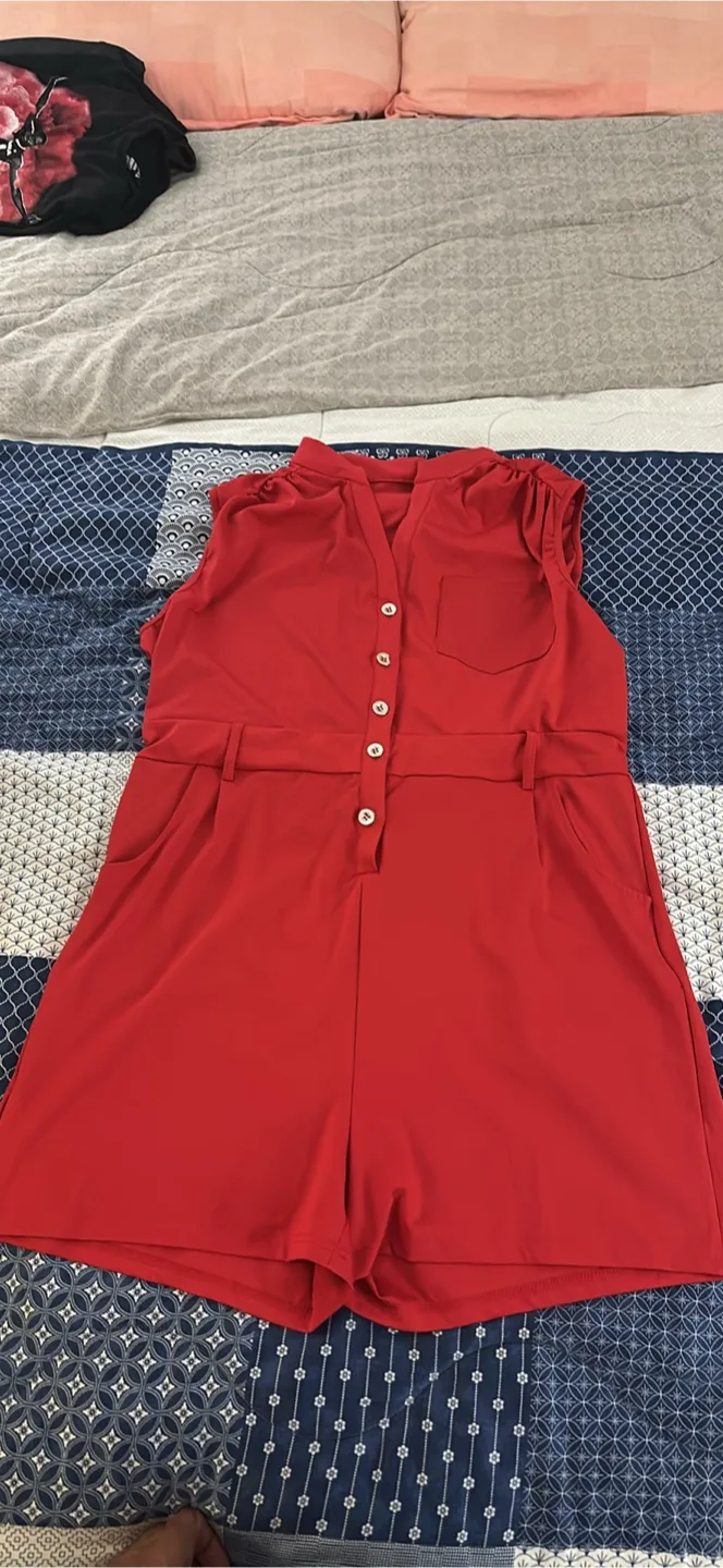 Red Romper - Sleeveless thumbnail