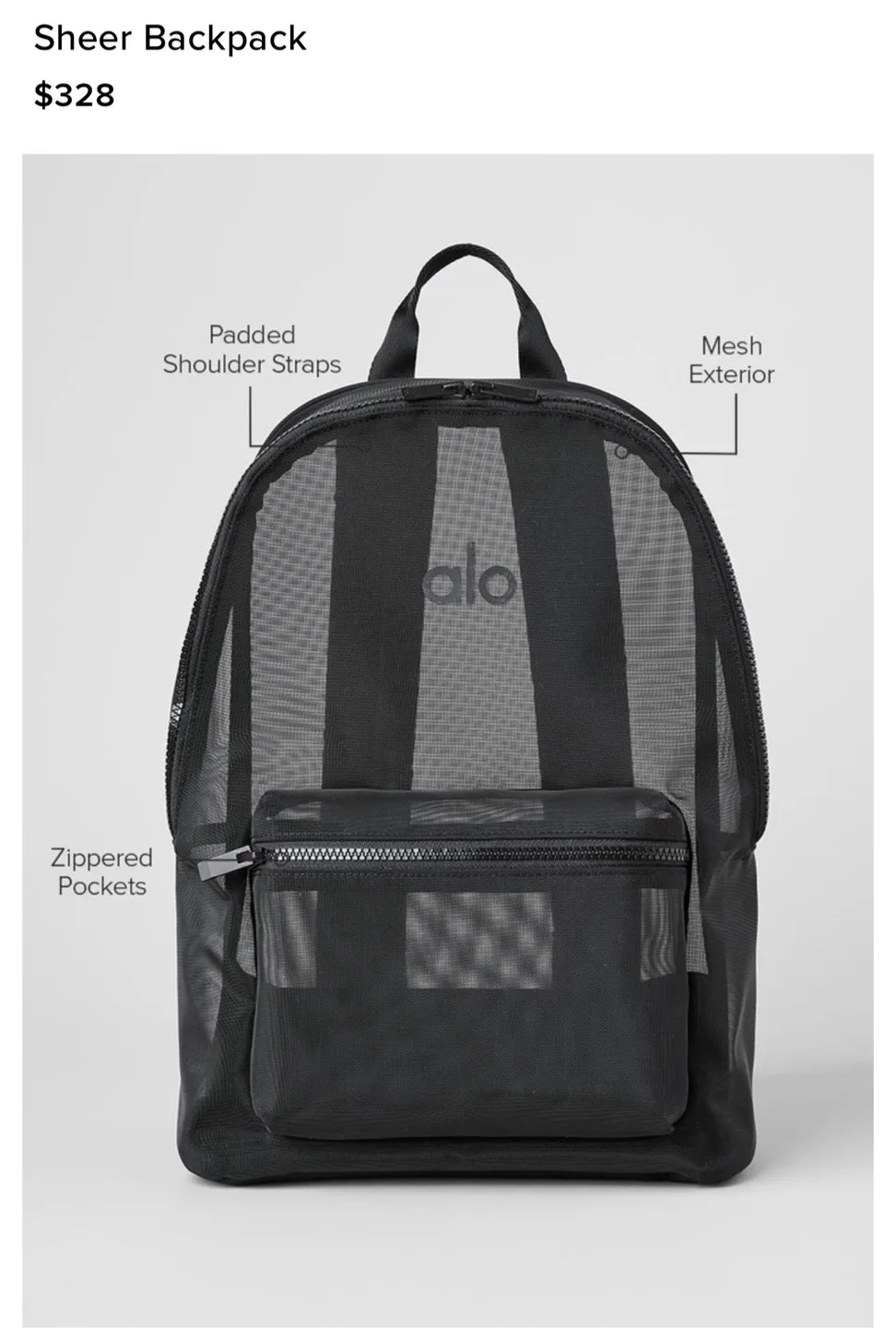 Alo Sheer Black Backpack thumbnail