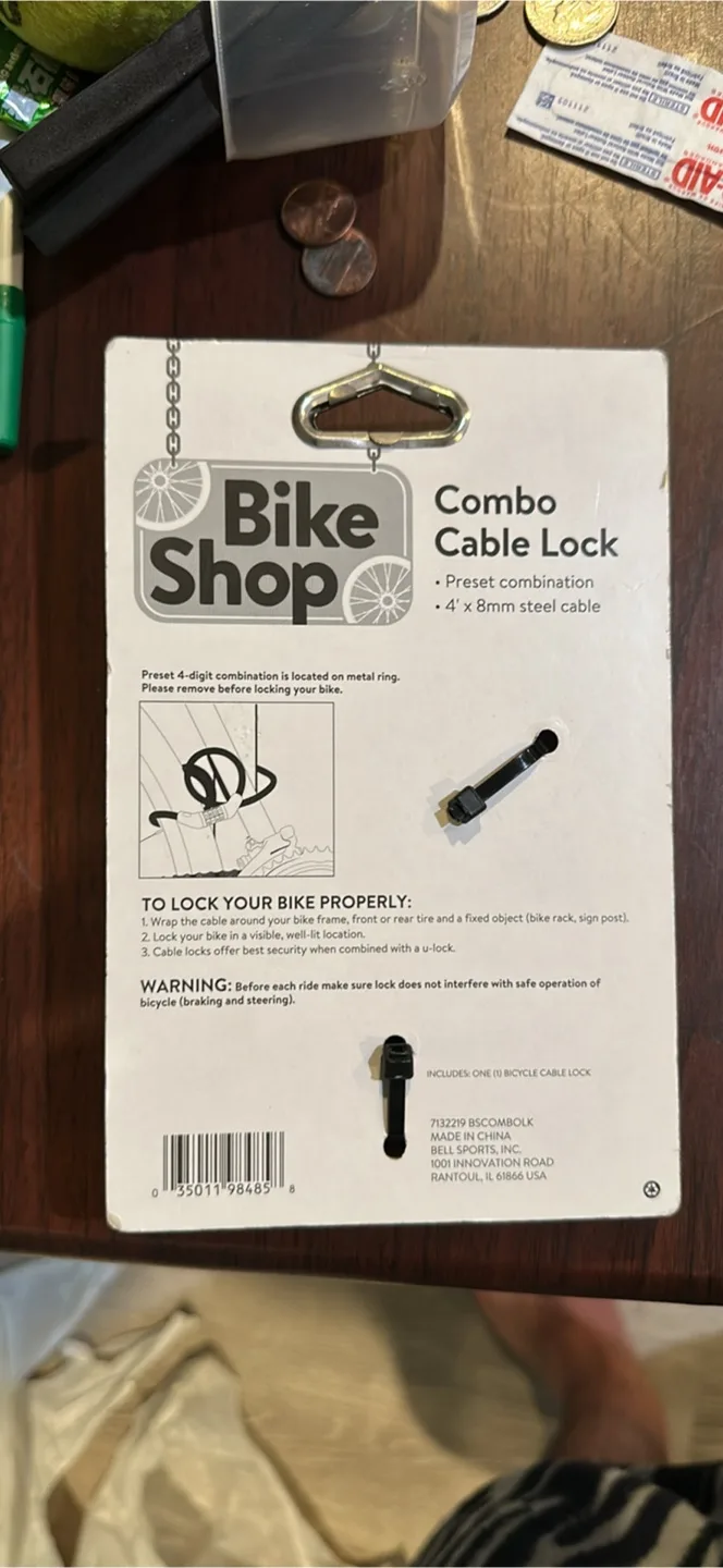 Bike Shop Combo Cable Lock - 4' x 8mm Steel Cable image indicator(2)