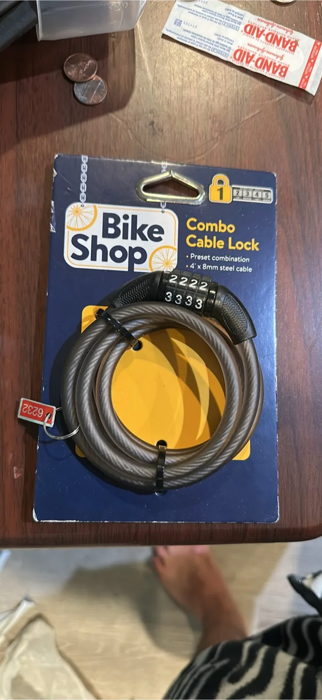 Bike Shop Combo Cable Lock - 4' x 8mm Steel Cable thumbnail