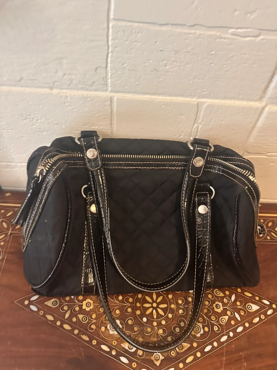 Liz Claiborne Black Quilted Handbag thumbnail