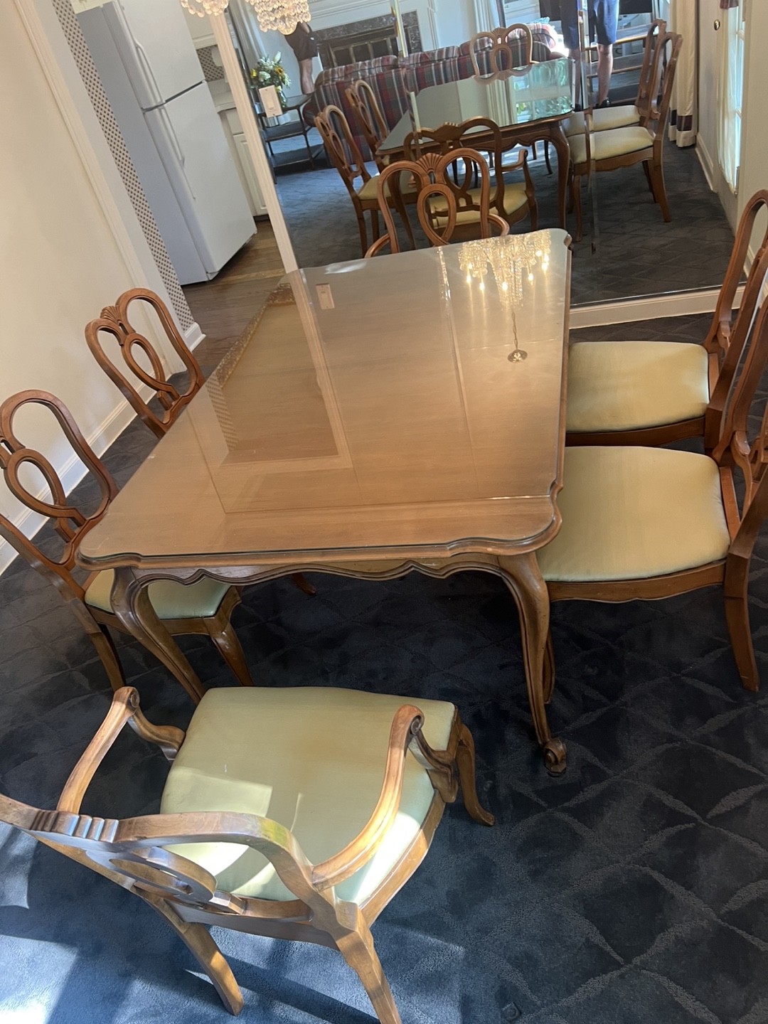 Dining Table w/6 chairs, 2 leaves and glass top - photo 5