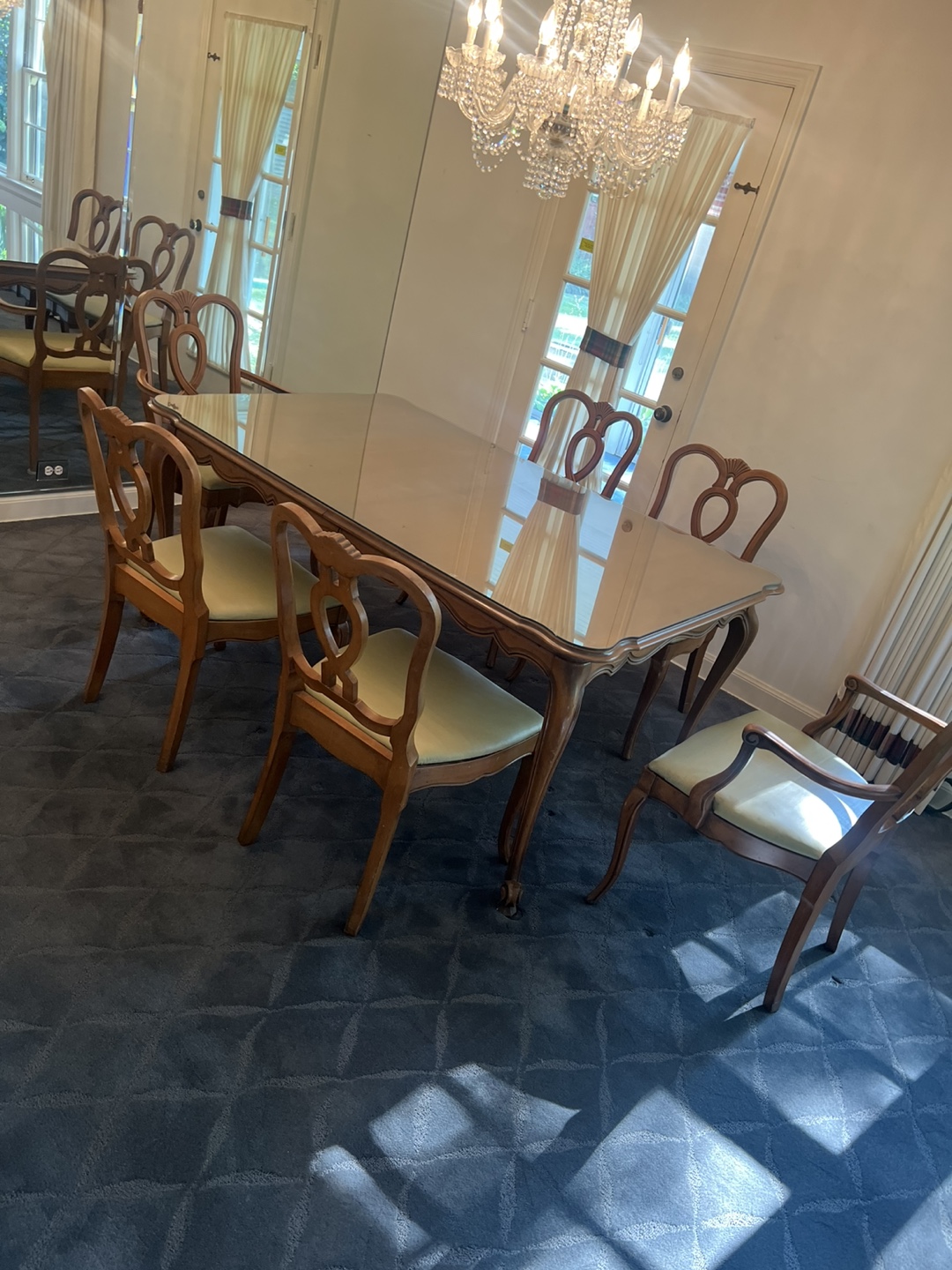 Dining Table w/6 chairs, 2 leaves and glass top - photo 3