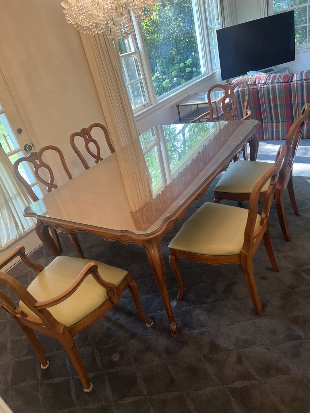 Dining Table w/6 chairs, 2 leaves and glass top - photo 4