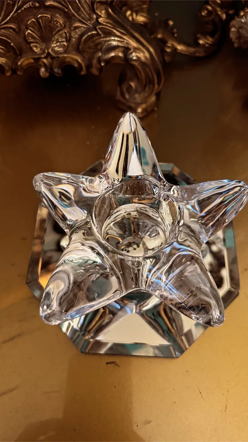 ✨ Elegant Heavy Crystal Candle Holder with Mirrored Base thumbnail