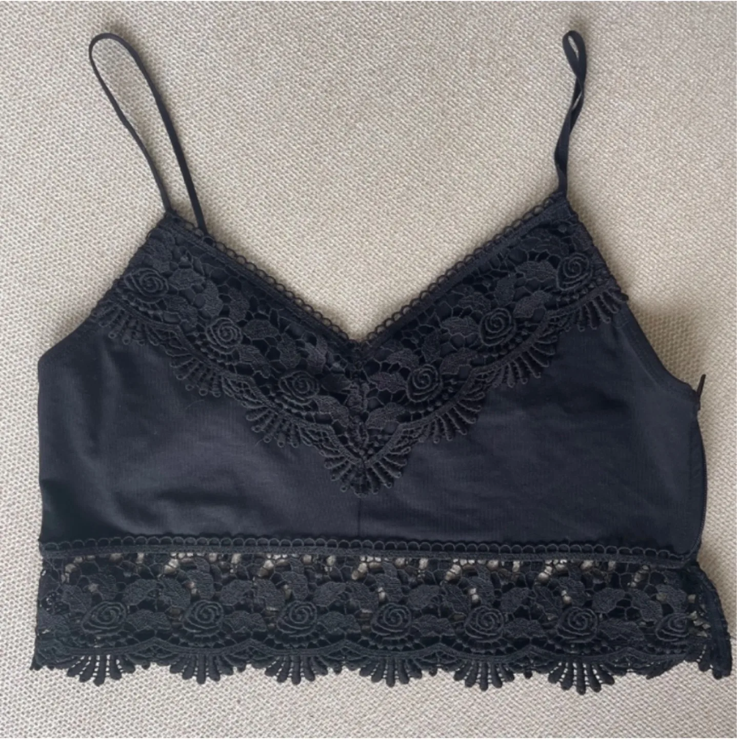 🧡Topshop black crochet crop top bralette size 6 thumbnail