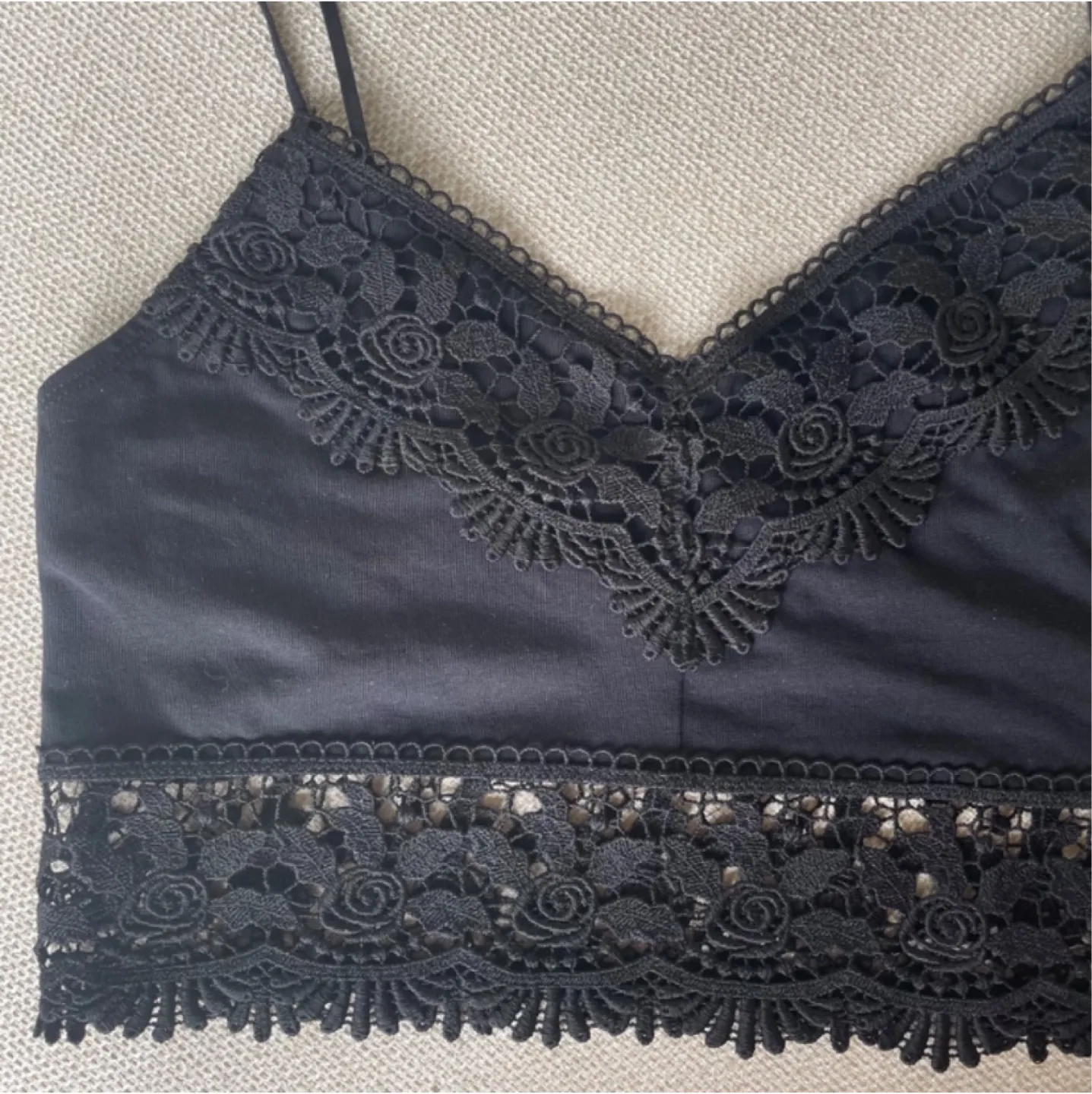 🧡Topshop black crochet crop top bralette size 6 image indicator(2)