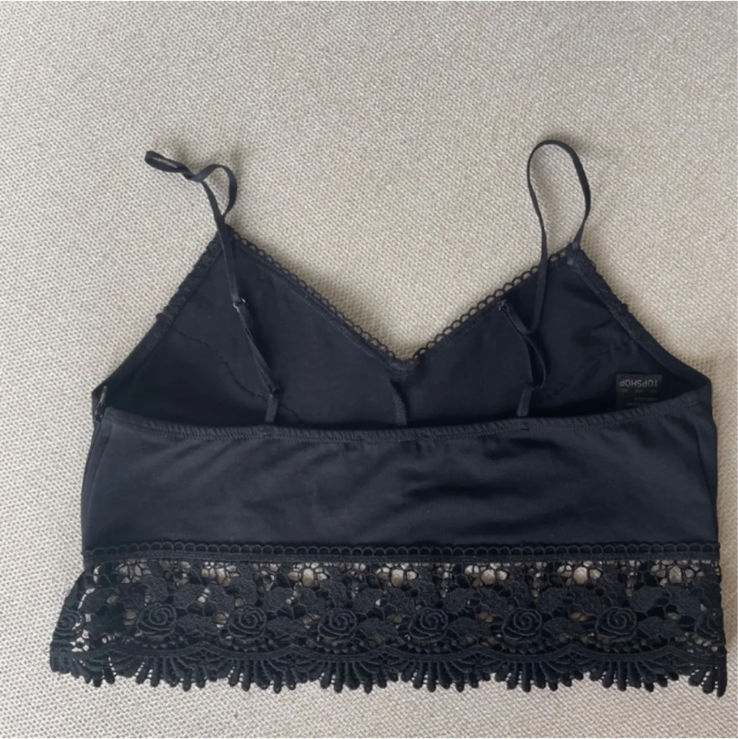 🧡Topshop black crochet crop top bralette size 6 image indicator(3)