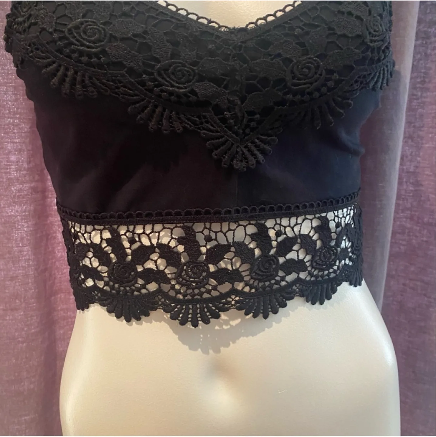 🧡Topshop black crochet crop top bralette size 6 image indicator(9)