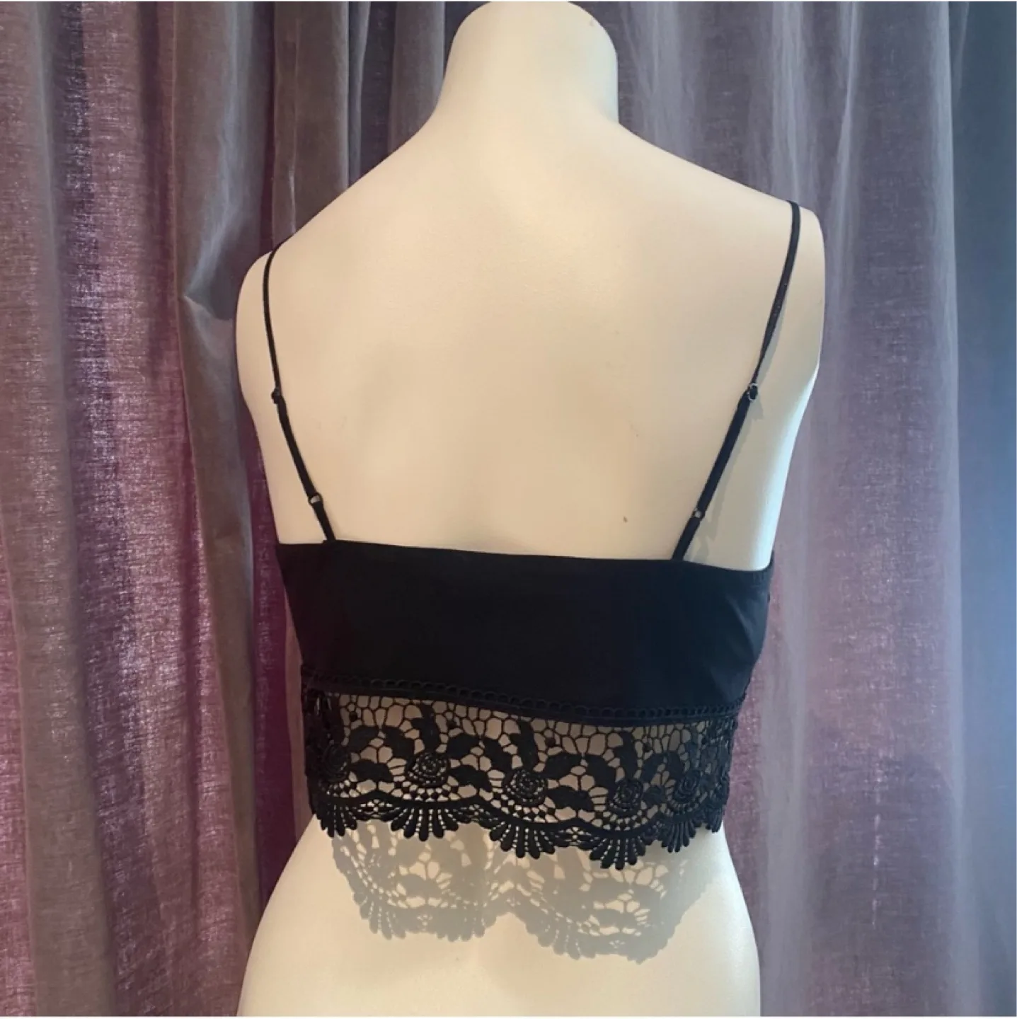 🧡Topshop black crochet crop top bralette size 6 image indicator(10)