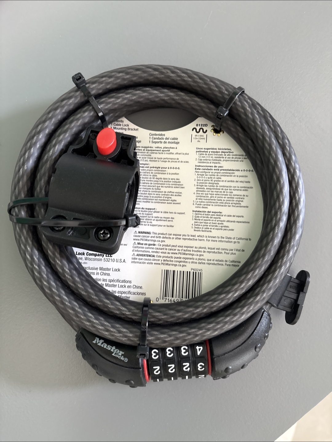 Brand New Master Lock 6ft Combination Cable Lock - New - photo 2