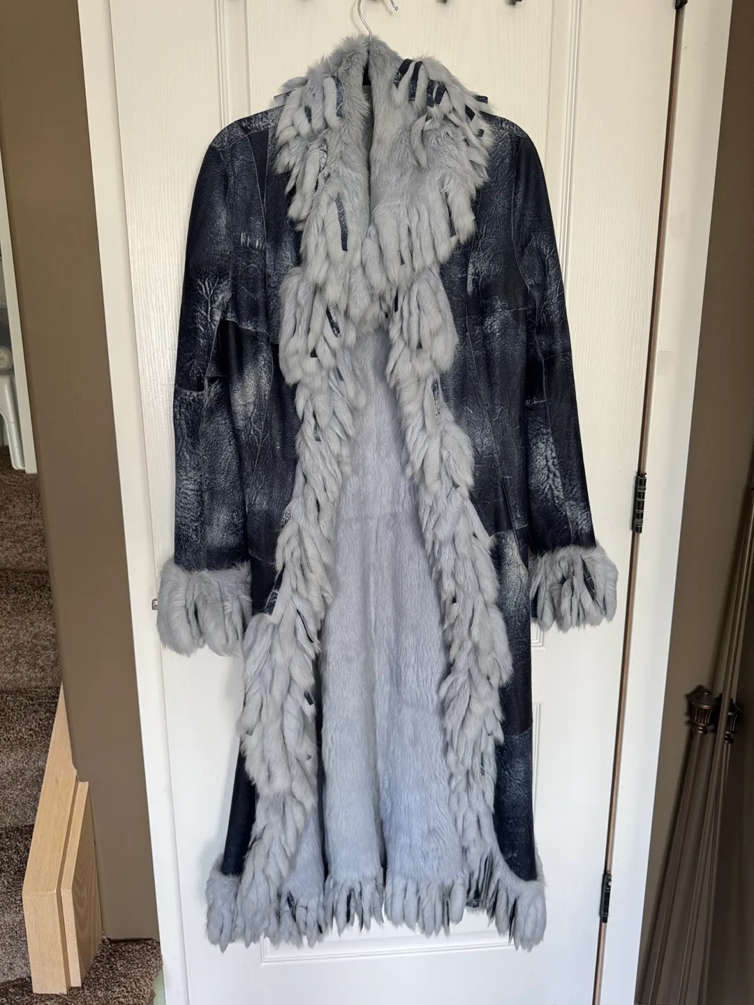 Vintage blue double-side Fur Coat size M thumbnail
