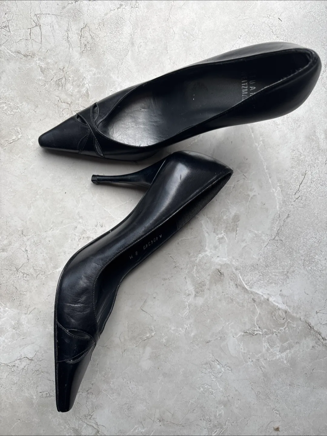 Stuart Weitzman Black Leather Heels - Size 8M image indicator(2)