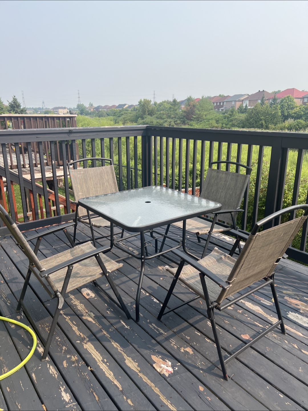 Patio Table Set with 4 Folding Chairs