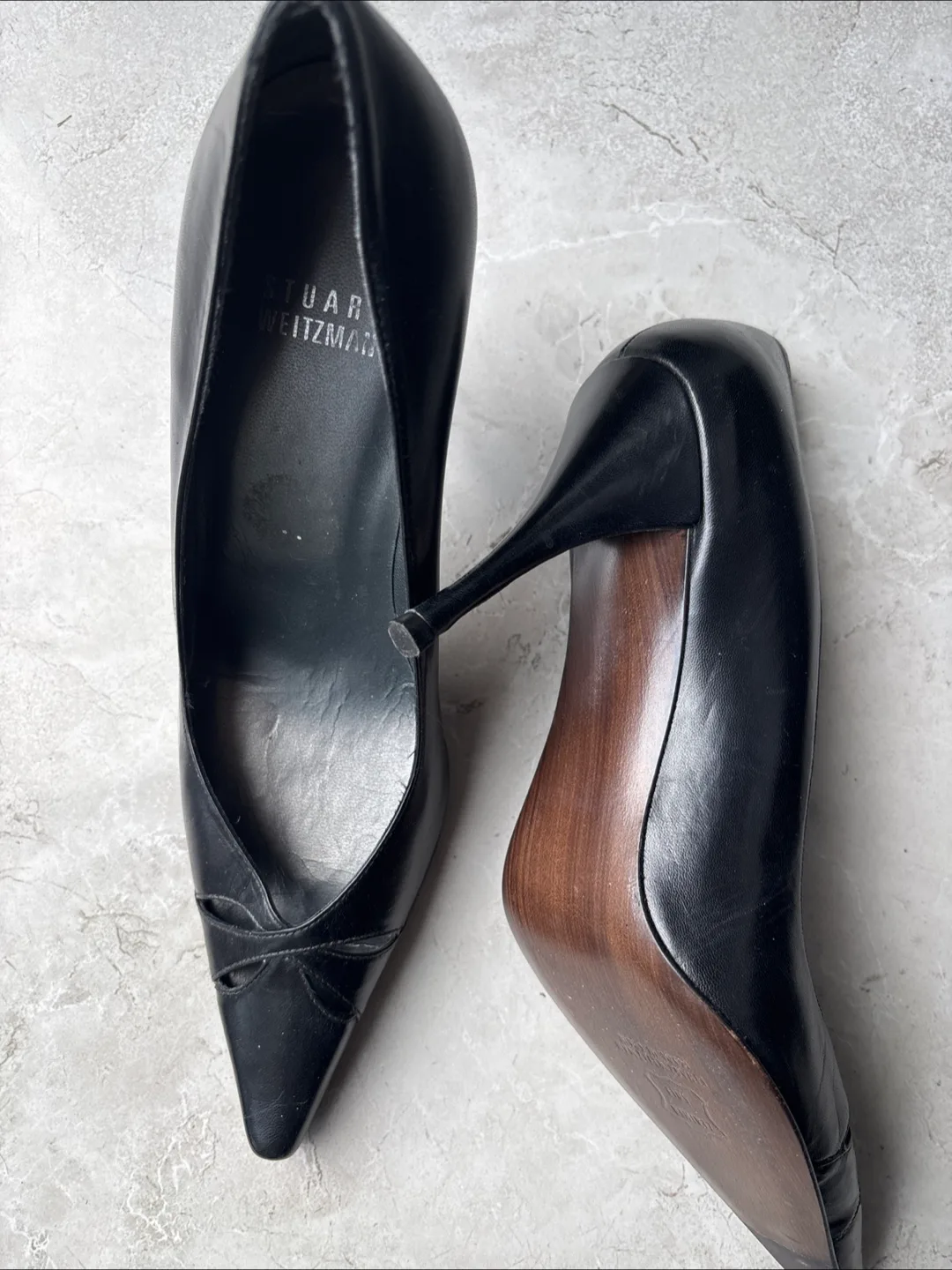 Stuart Weitzman Black Leather Heels - Size 8M image indicator(4)