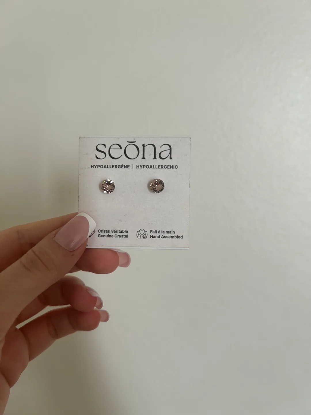 Seona Pink Crystal Stud Earrings image indicator(2)