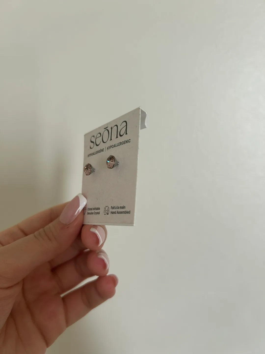 Seona Pink Crystal Stud Earrings image indicator(3)