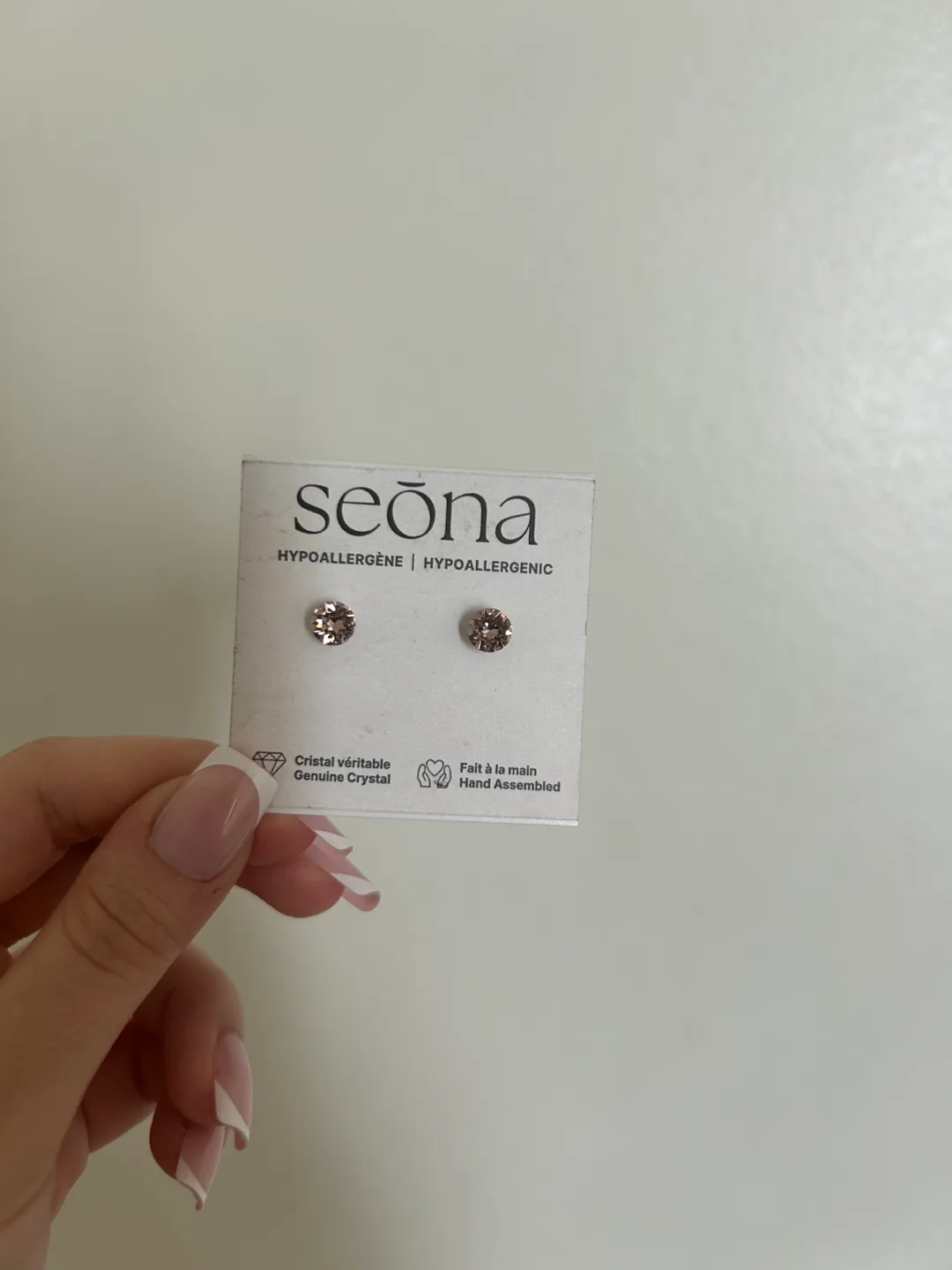 Seona Pink Crystal Stud Earrings image indicator(5)