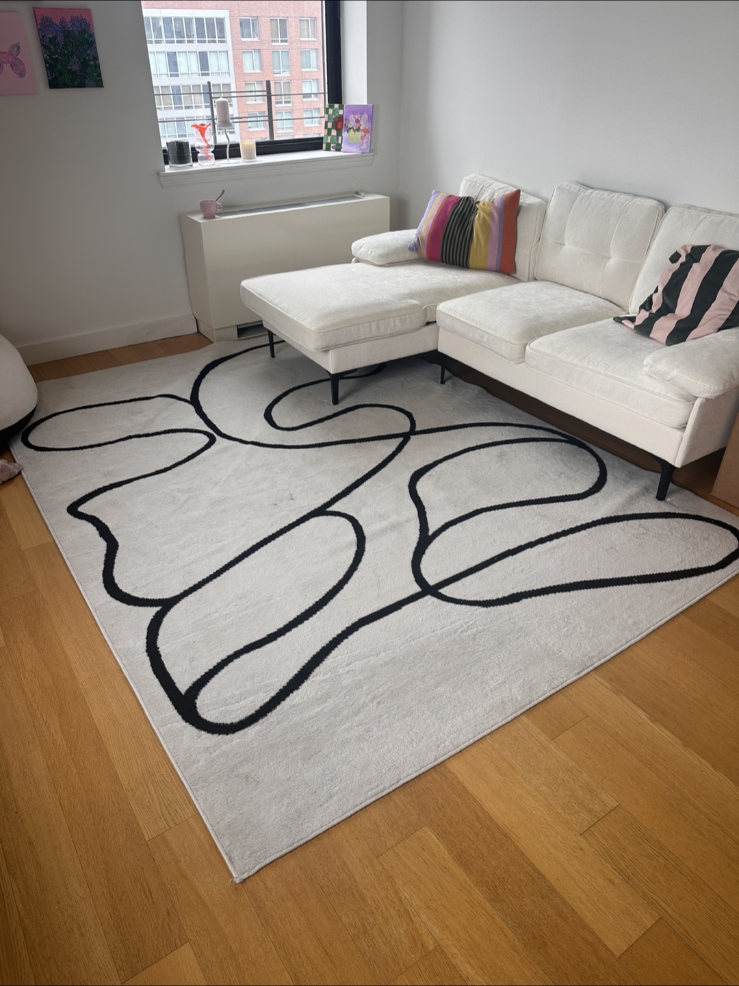 Abstract Black & White Area Rug