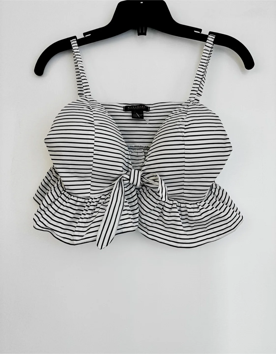 (NEW) Striped Tie-Front Crop Top thumbnail