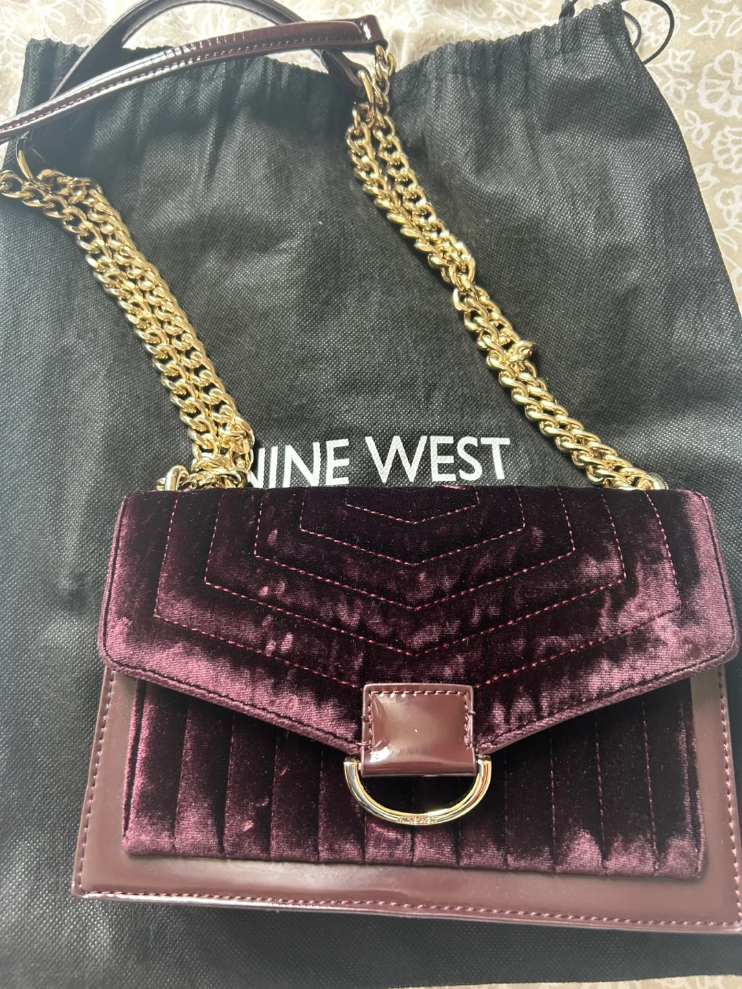 Burgundy Velvet Nine West Shoulder Bag/CrossBody thumbnail