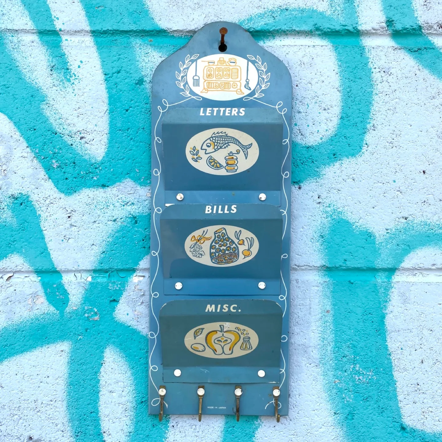Vintage Tin Mail Sorter & Key Hook thumbnail