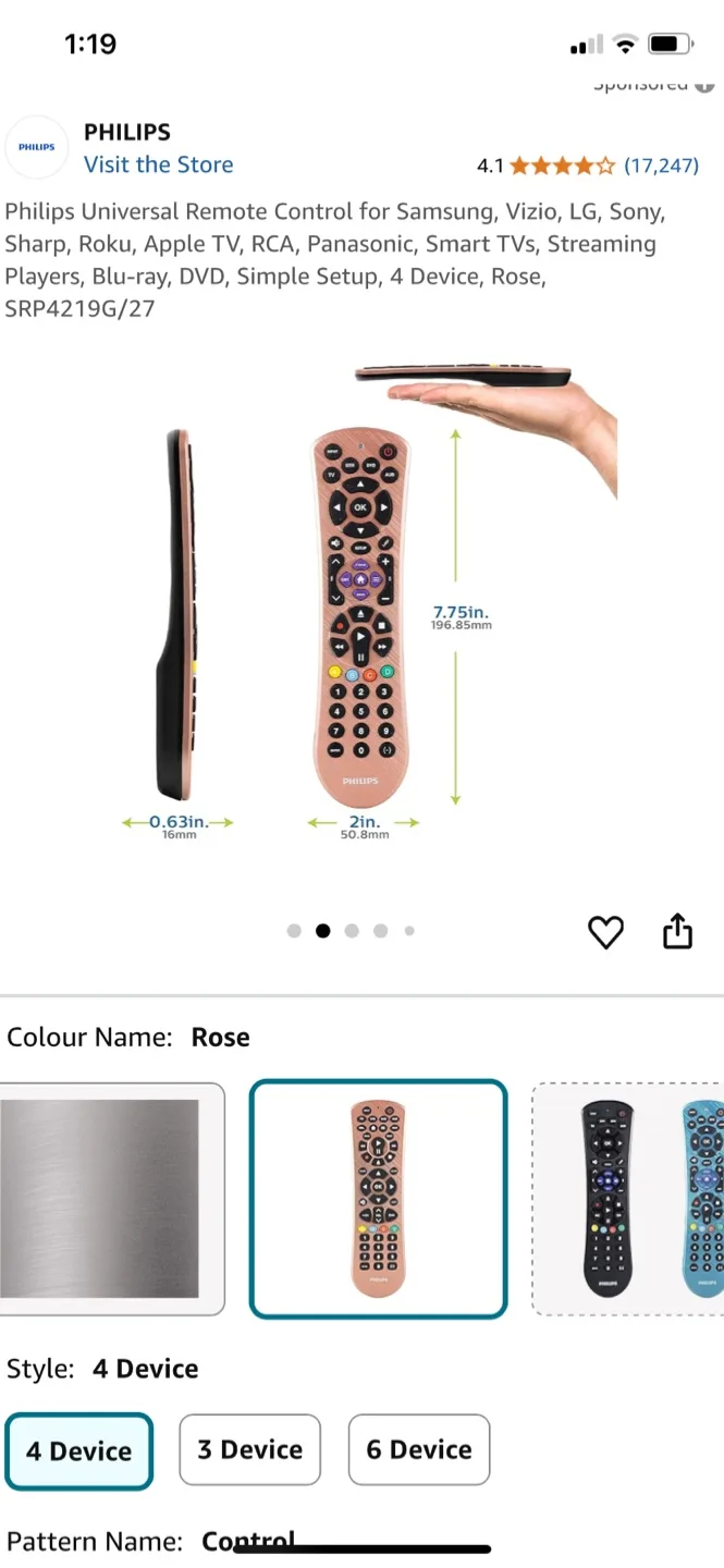 Philips Universal Remote - Rose, 4-Device image indicator(8)