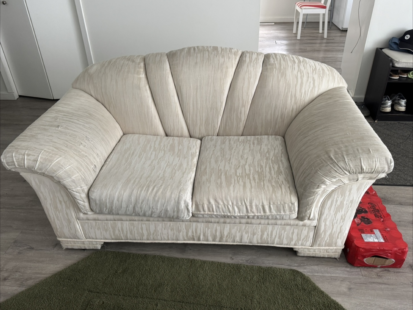 2 Cream Loveseat Sofa