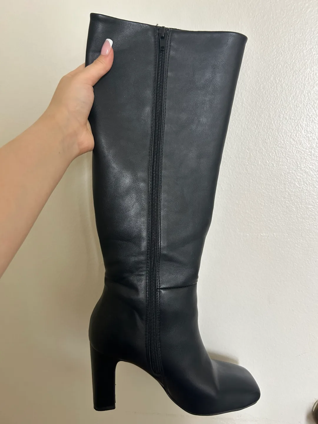 Vegan Leather Black Knee High Boots image indicator(3)