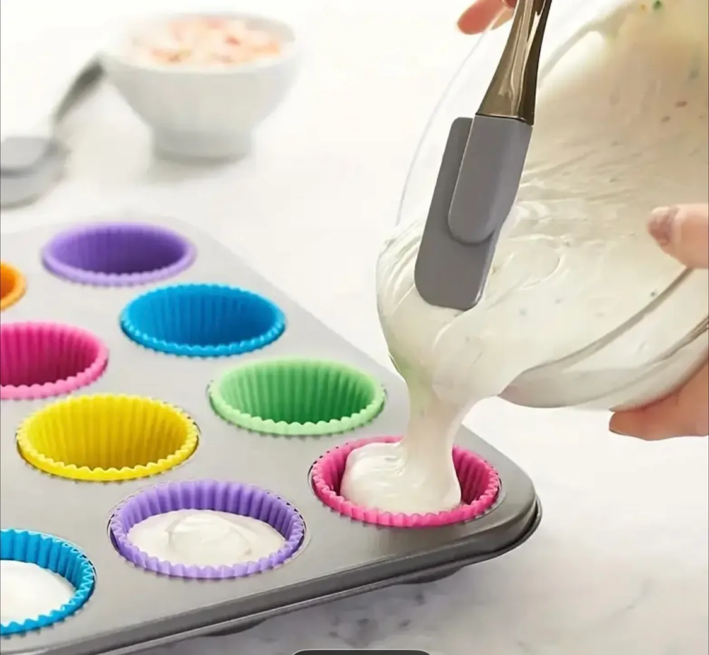 12-Piece Rainbow Silicone Cupcake Liners image indicator(5)