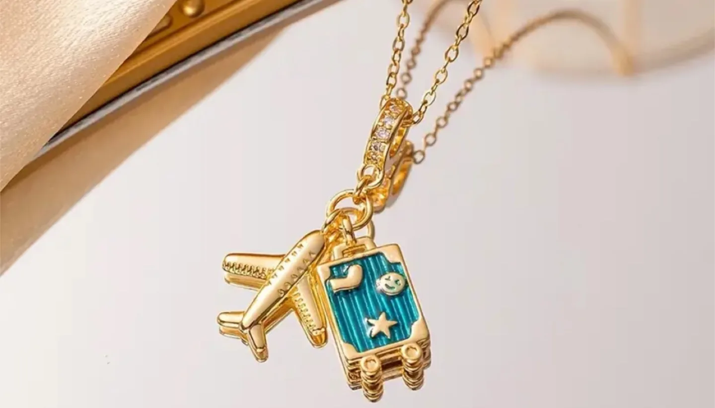 Airplane & Suitcase Charm Necklace thumbnail