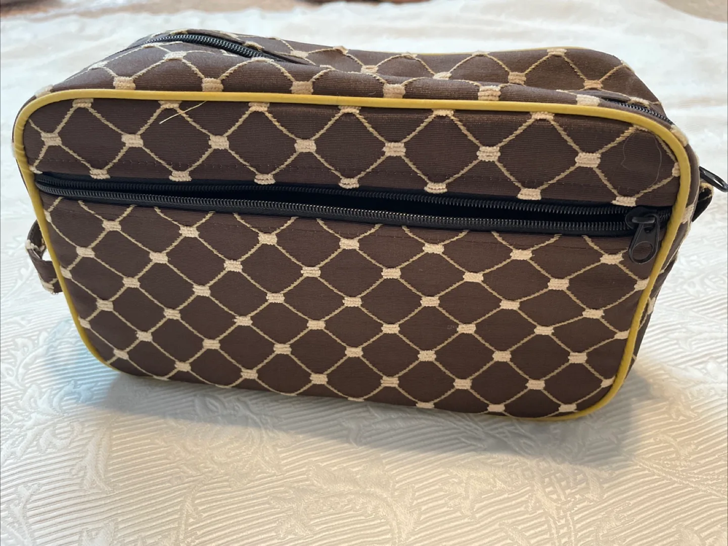 Brown Patterned Travel Toiletry Bag
