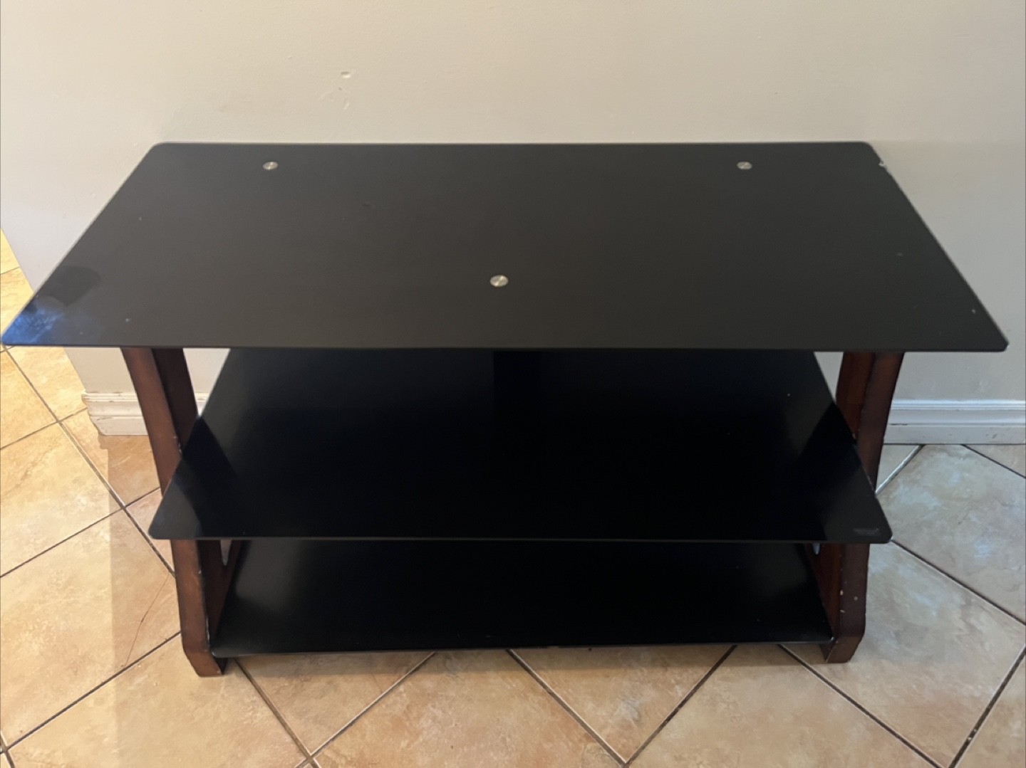 Black Glass & Wood TV Stand