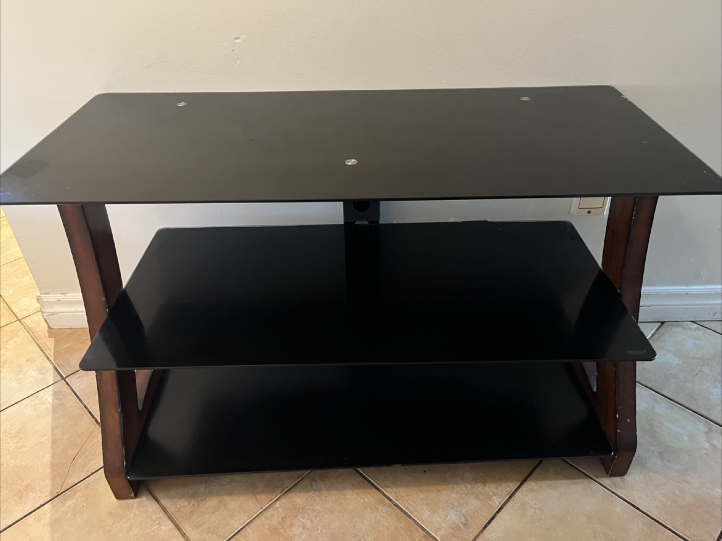 Black Glass & Wood TV Stand - photo 3